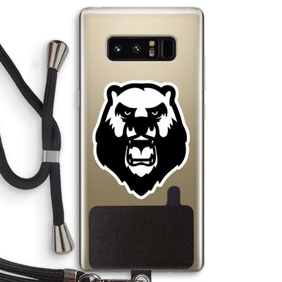 Angry Bear (white): Samsung Galaxy Note 8 Transparant Hoesje met koord
