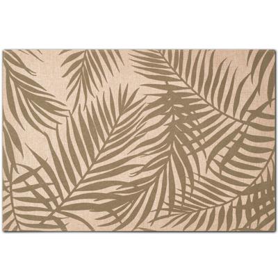 Zeller placemats palm bladeren print - beige/groen - linnen - 45 x 30 cm