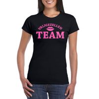 Vrijgezellenfeest T-shirt voor dames - zwart - roze glitter - bruiloft/trouwen - groep/team - thumbnail