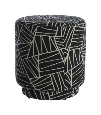 Light & Living Poef 'Davonte' 40cm, kleur Zwart/Wit