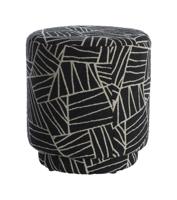 Light & Living Poef 'Davonte' 40cm, kleur Zwart/Wit