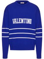 Valentino Garavani pull à logo en intarsia - Bleu - thumbnail