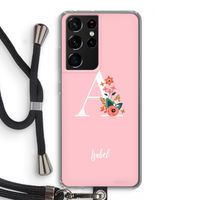 Pink Bouquet: Samsung Galaxy S21 Ultra Transparant Hoesje met koord