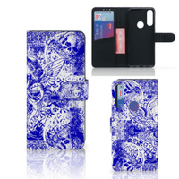 Telefoonhoesje met Naam Alcatel 1S 2020 Angel Skull Blauw