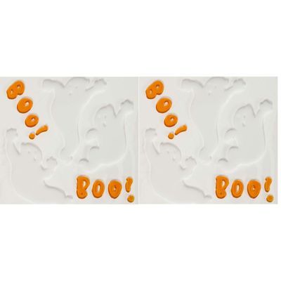 Horror gel raamstickers spookjes - 3x - 25 x 25 cm - wit/oranje - Halloween thema decoratie/versieri