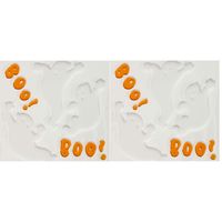 Horror gel raamstickers spookjes - 3x - 25 x 25 cm - wit/oranje - Halloween thema decoratie/versieri