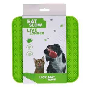 Eat Slow Live Longer Lick Mat Wave Green