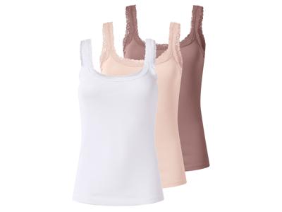 esmara Set van 3 dames hemden (Roze/wit, S (36/38))