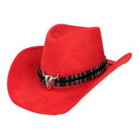 Boland party Carnaval verkleed cowboy hoed Rodeo - rood - volwassenen - polyester - Verkleedhoofddeksels - thumbnail