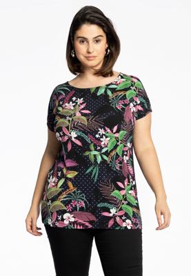 Yoek Shirt met kapmouwen TROPIC DOTS | Blauw | Maat 54/56