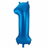 Cijfer 1 ballon blauw 86 cm - thumbnail