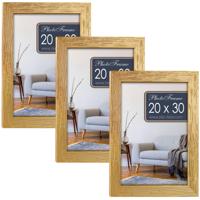 Fotolijst - 3x stuks - goud - 23 x 33 x 2 cm - hout - geschikt voor een foto van 20 x 30 cm
