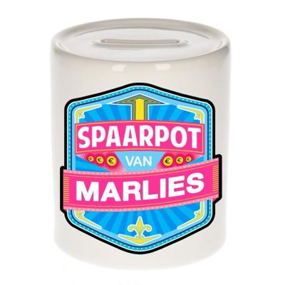 Kinder spaarpot met naam - Marlies - keramiek - met dop - wit - Sparen - Spaargeld van Marlies Kinder spaarpot met naam - Marlies - keramiek - met dop - wit - Sparen - Spaargeld van Marlies