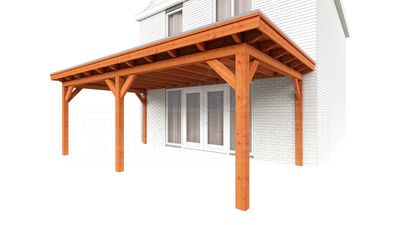 Trendhout Aanbouwveranda Lucca 660x390 cm - Plat dak- - Onbehandeld lariks Douglas hout- Trendhout
