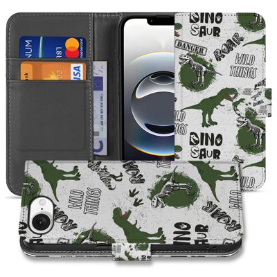 Telefoonhoesje | Met pasjeshouder | voor iPhone 16e Dinosaurus