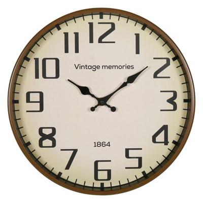Ostaria Wandklok/muur klok - Vintage - Dia 30 cm - metaal - bruin/zwart - keuken/kamer