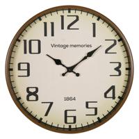 Ostaria Wandklok/muur klok - Vintage - Dia 30 cm - metaal - bruin/zwart - keuken/kamer