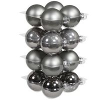 16x Glazen kerstballen mat en glans titanium grijs 8 cm   -