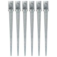 VidaXL Grondpinnen 6 st 8x8x91 cm gegalvaniseerd staal zilverkleurig