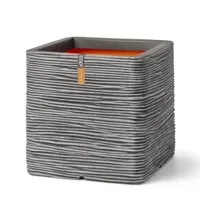 Bloempot Vierkant Rib NL 40x40x40 cm Antraciet van Capi Europe