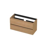 INK - Onderkast 2 Laden Greeploos met Houten Keerlijst - 1000x400x520 Mm - Blank Eiken
