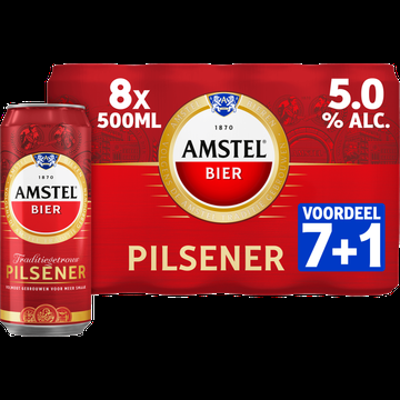 Amstel Pilsener Blik Voordeelpack 7+1 x 500ML bij Jumbo