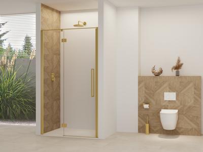 Nisdeur Van Rijn Products ST07 Aan Vast Deel 140x200 cm 8 mm Helder Glas Incl. Beslag, Greep en Stabilisatiestang Geborsteld Messing
