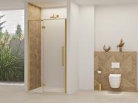 Nisdeur Van Rijn Products ST07 Aan Vast Deel 110x200 cm 8 mm Helder Glas Incl. Beslag, Greep en Stabilisatiestang Geborsteld Messing