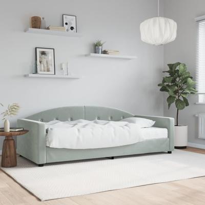 Slaapbank met matras 90x200 cm fluweel lichtgrijs