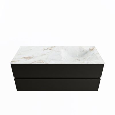 MONDIAZ VICA-DLUX 120cm badmeubel onderkast Urban 2 lades. Inbouw wastafel CLOUD rechts 1 kraangat, kleur Frappe.