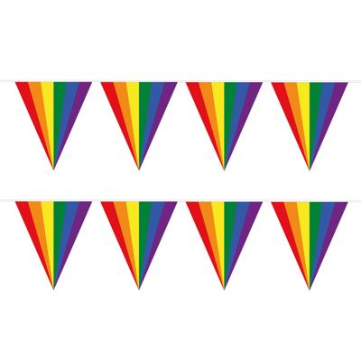 Pride regenboog slinger vlaggenlijn - 2x - kunststof - 500 cm - feestartikelen/versieringen - buiten