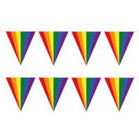Pride regenboog slinger vlaggenlijn - 2x - kunststof - 500 cm - feestartikelen/versieringen - buiten