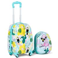 2 Stuks Kinderbagage Handbagage set met Rugzak en Koffer Rollende Koffer Schattige Cartoonpatroon Reiskoffers 30 X 22 X 44,5-74 cm