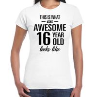 Awesome 16 year / 16 jaar cadeau t-shirt wit dames