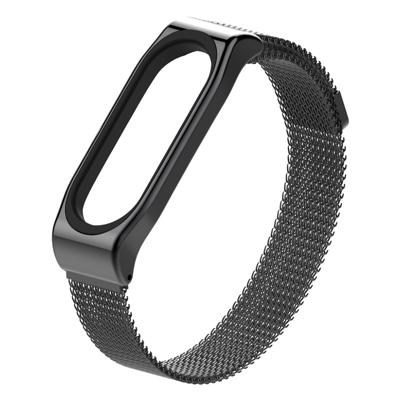 Mijobs Milan SE Metal Strap for Xiaomi Mi Band 3 Strap Stainless Steel Magnetic Bracelet Buckle Wristbands Replace Accessories Host not Included(Blac