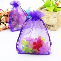 100 stuks organza geschenk zakken sieraden verpakking tas bruiloft feestdecoratie grootte: 7x9cm (D12 paars)