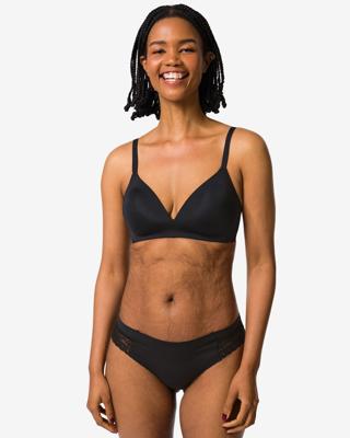 HEMA Dames brazilian micro met kanten inzet zwart (zwart)