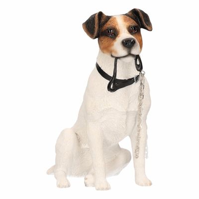 Honden beeldje - Jack Russel - hond met riem - 15 cm