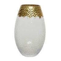 Decoris Vaas - transparant-goud - glas - 20 x 12 cm