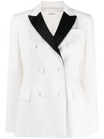 P.A.R.O.S.H. blazer croisé à revers en satin - Blanc - thumbnail