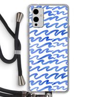Blauwe golven: OnePlus 9 Transparant Hoesje met koord