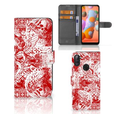 Telefoonhoesje met Naam Samsung Galaxy M11 | A11 Angel Skull Rood Telefoonhoesje met Naam Samsung Galaxy M11 | A11 Angel Skull Rood