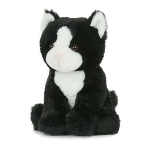 Pluche speelgoed poes/kat knuffeldier zwart/wit 18 cm