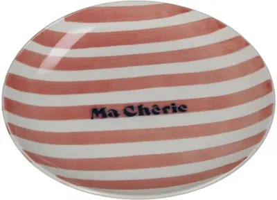 Kersten schaal aardewerk ma cherie 21x2.5cm wit, roze