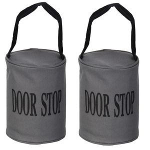 Set van 2x stuks canvas deurstopper grijs met handvat 16 x 12.5 cm