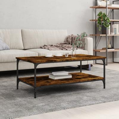 Salontafel 100x55x40 cm bewerkt hout gerookt eikenkleurig