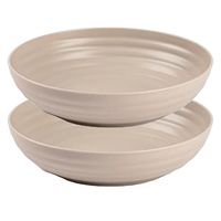 Rond bord/camping - 4x - diep bord - D22 cm - taupe - kunststof - onbreekbaar