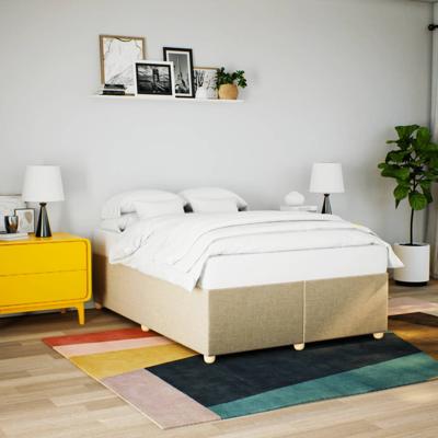 Bedframe zonder matras stof crèmekleurig 140x190 cm