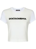 Dolce & Gabbana chemise en coton stretch à logo brodé - Blanc - thumbnail