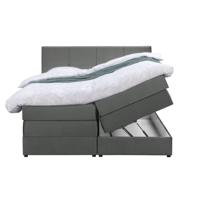 Leen Bakker - Boxspring Met Opbergruimte Liv Geblokt - 160x200 Cm - Stof/Velvet - Grijs
